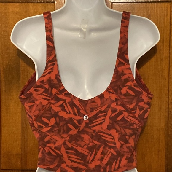 Lululemon Align Cropped Tank Top Spray Leaf Fireside Red Multi Size 14 - Picture 4 of 9
